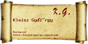 Kleisz György névjegykártya